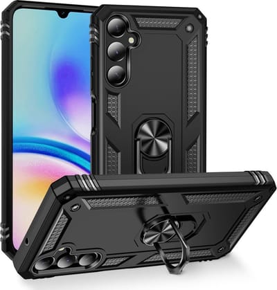 Coverup Hoesje - Geschikt voor Samsung Galaxy A05s Hoesje - Coverup Ring Kickstand Back Cover - Zwart
