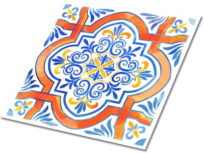 Tulup PVC Tegels - Azulejo-Stijl Graphics Vinyl Tegels - 30 cm x 30 cm - Veelkleurig Wand PVC Tegels - 9 stuks - Zelfklevende Vinyltegels - Mozaïek Plaktegels - Vinyl Tegels Zelfklevend - Plaktegels keuken en Badkamer