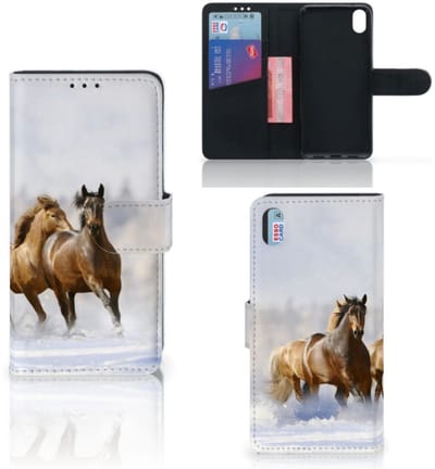Xiaomi Redmi 7A Telefoonhoesje met Pasjes Paarden