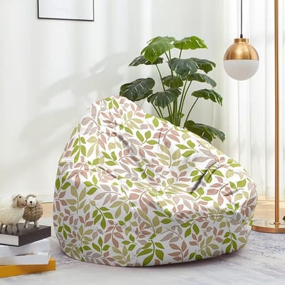 Zitzakhoes - Zitkussenhoes Luie Bank - Ontspannen Zitten - Machinewasbaar Katoen Linnen - 70x80cm - Roze Bladeren