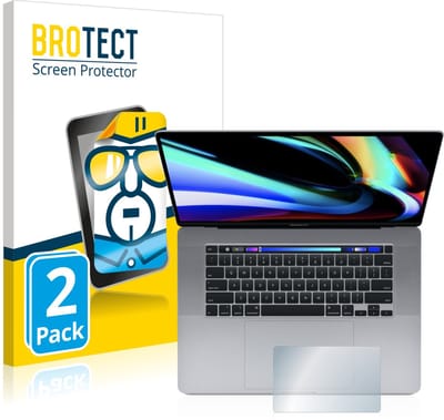 BROTECT - Screenprotector voor Apple MacBook Pro 16" 2019 (Touch Trackpad) - Folie Beschermfolie transparant 2 Stuks