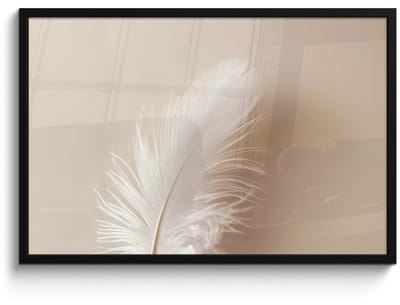 Poster in lijst - Fotolijst 90x60 cm - Posters - Veer - Minimalistisch - Roze - Posterlijst zwart - Decoratie - Wanddecoratie woonkamer - Muurdecoratie slaapkamer