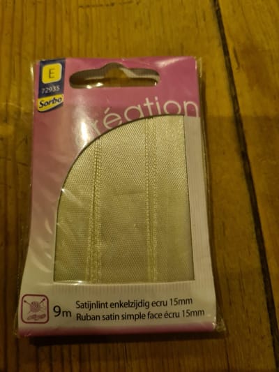 Sorbo Satijnlint - Enkelzijdig - 9m - Ecru -15mm
