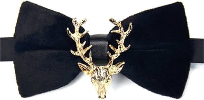 Winkrs- Luxe Vlinderdas met Hert - Verstelbaar - Zwart en Goud - Vlinderstrik voor Kerst of speciale gelegenheden