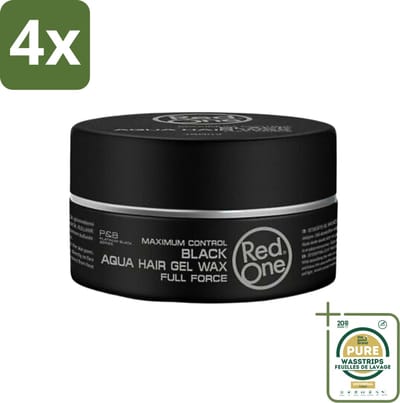 Red One - Haarwax - Black - Aqua Hair Gel Wax - Voor Krachtige Fixatie & Glans - 150 ml - Voordeelverpakking - 4 stuks - Haargel wax - Krachtige fixatie