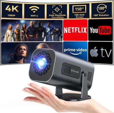 Mini Beamer 4K - Thuisbioscoop Projector - Films Kijken - Android TV 11.0 - 150 Inch Scherm - IJzer-grijs
