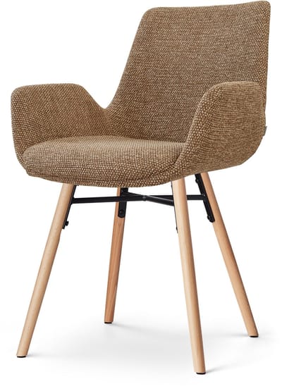 Nolon Nena-Eef Eetkamerstoel bruin blend - houten onderstel - scandinavisch - armstoel - comfortabel - stoffen