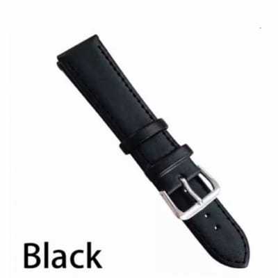 Glad Horlogebandje- Zwart- Leder- 20 mm - Charme Bijoux