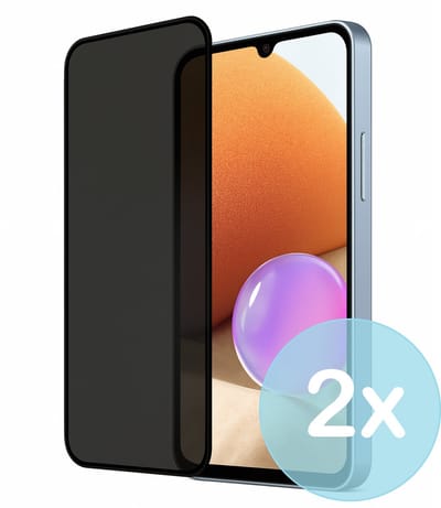 Privacy Screenprotector Geschikt voor Samsung Galaxy A32 4G – Anti-Gluren – Krasbestendig Gehard Glas 9H – Volledige Dekking – 2-Pack – FuturiQ
