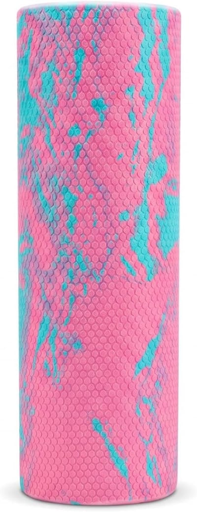 Schuimroller 45 x 15 cm voor rug en benen, massagerol voor zelfmassage, spierontspanning en pilates, ideaal voor yoga en fitness, roze