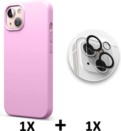 HB Hoesje Geschikt voor Apple iPhone 13 - Roze / Camera Lens Glazen Screenprotector - Siliconen Back Cover