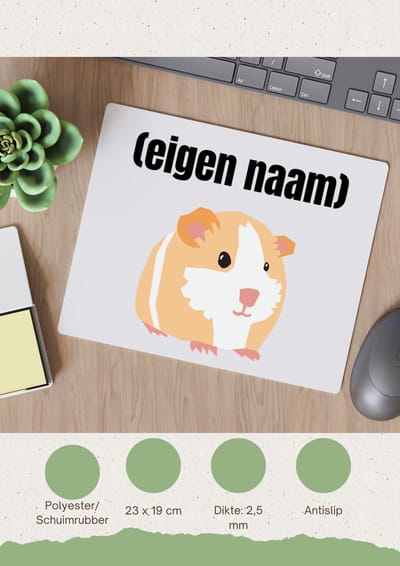 Akyol - cavia met eigen naam Muismat - Cavia - iemand die cavia's heeft - cavia liefhebber - dieren - cadeau - verjaardag - kado - - 23 bij 19 cm
