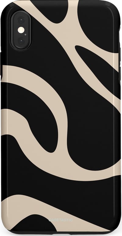 Casetastic hoesje geschikt voor Apple iPhone XS Max - Dubbellaagse bescherming - Zwart Zand Organische Golven - Fashion Case - Zwart Zand
