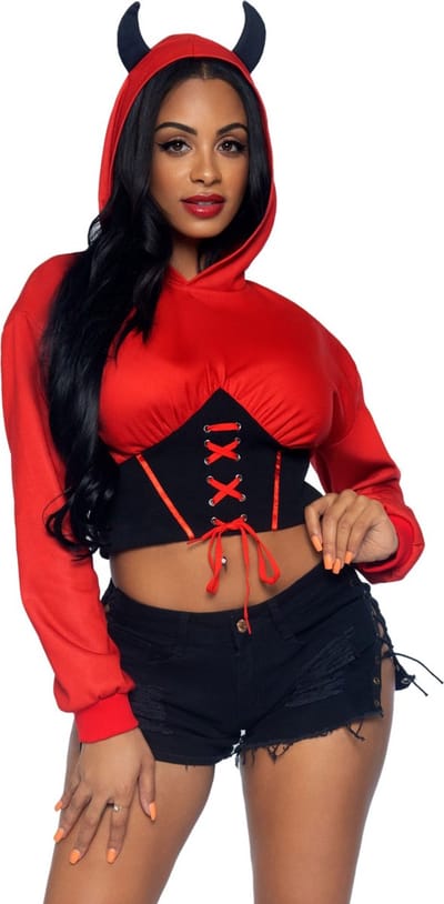 Dames sweatshirt met korte capuchon Leg Avenue Devil