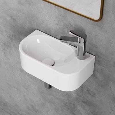 HOROW Toiletfontein - Wandmontage - Keramiek Toilet Wasbak - Glans Wit - 40x22x11 cm - Kraangat Rechts