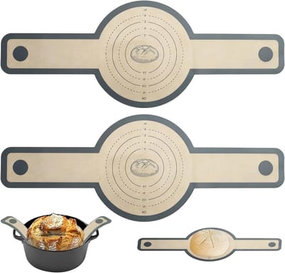 Broodbakmat voor pan - Siliconen bakmat - Brood bakken - Met lange handgrepen - 56 x 21 cm - Grijs