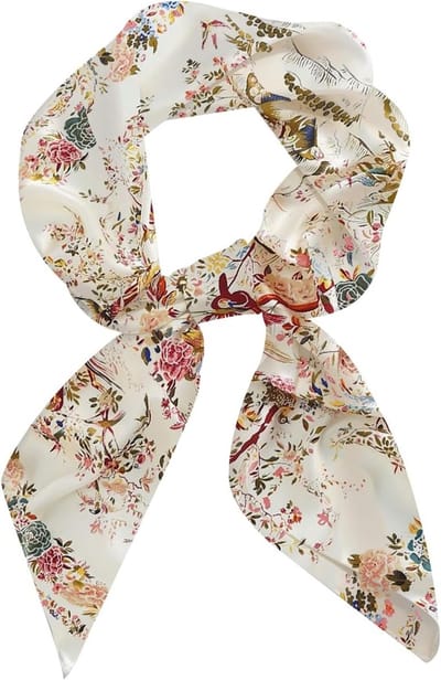 Elegante Satijnen Sjaal voor Dames, 70 x 70 cm, Bloemige Print, Haaraccessoire en Modeaccessoire voor Tassen en Buitenactiviteiten