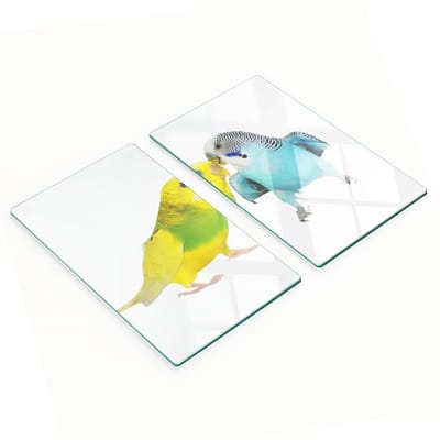 Decoratieve glazen snij- en serveerplanken met parkietenmotief, 2x30x52 cm