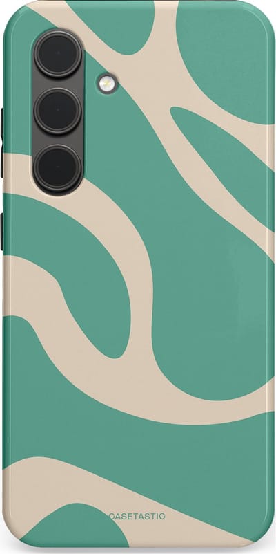 Casetastic hoesje geschikt voor Samsung Galaxy S24 - Dubbellaagse bescherming - Zand Groene Vlaktes - Fashion Case - Saliegroen Zand