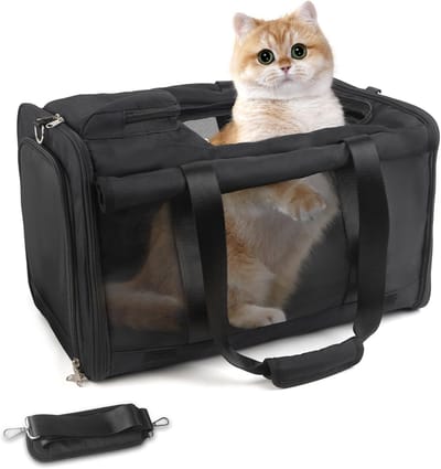 Ruime dierendrager voor grote katten en puppy's, zacht en ademend tot 20 pond, wasbare draagtas 60 x 43 x 43 cm voor reizen en buiten
