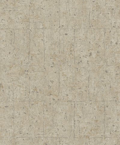 Behang metallic beton tegels - grove betonlook - bruin zilver - Vliesbehang - Betonnen blokken - Assorti 2022-2024 - 0,53 x 10,05 M.