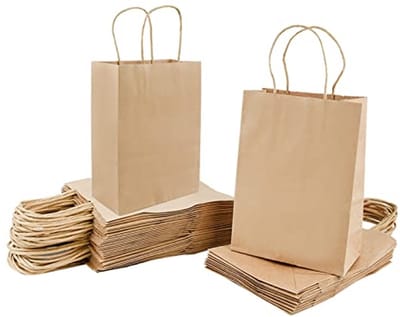 50 Stuks Papieren Zakken met Handvat - Bruine Kraft Draagtassen voor Diverse Gelegenheden