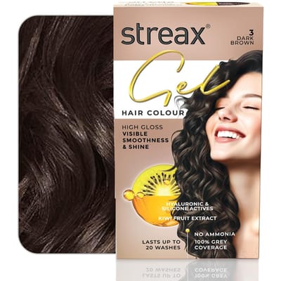 Streax Couleur Cheveux Gel Marron Foncé 3 150ml Lot de 2 Longue Durée Couverture Cheveux Gris Sans Ammoniaque beige