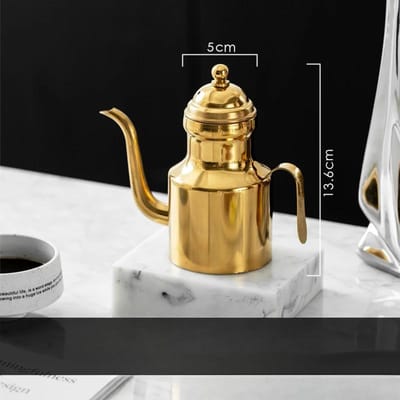 Roestvrijstalen Olijfoliefles Lange Tuit Vetcontainer Azijn Dispenser Saus Kruiden Condiment Pot brown
