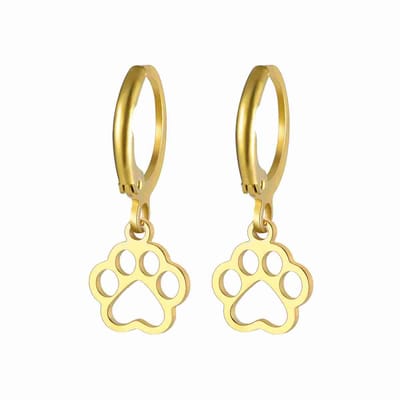 WeLoveSilver - gouden oorringen met dierenpoot hanger - chirurgisch staal