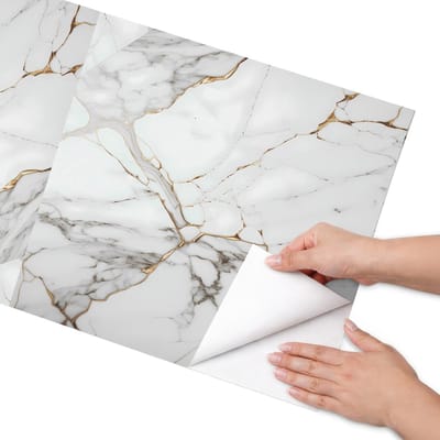 Coloray Meubel Wrap Folie - Wit Meubelfolie - 50x100 cm - Decoratiefolie Zelfklevend Elegante abstractie - Meubelfolie Zelfklevend - Minimalist Meubelfolie - Wrapfolie Keuken - Wanddecoratie - Abstractie
