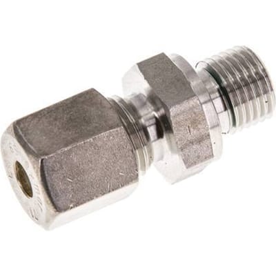 G 1/4'' Buitendraad x 6S RVS Rechte Knelfitting met FKM Afdichting 630 Bar DIN 2353 - FL2S-MO-STFP-014G-06-S