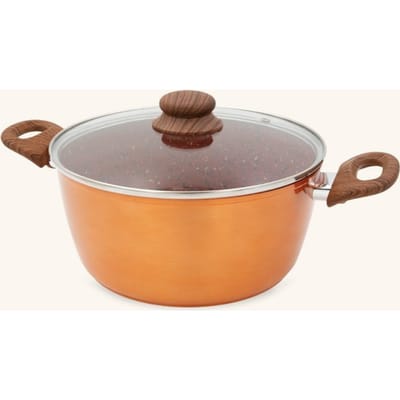 Livington Copper & Stone Pot | 4 liter steelpan | steelpannenset incl. deksel 24cm | antiaanbaklaag | binnenste stenen coating voor perfecte warmteverdeling | geschikt voor alle soorten fornuizen