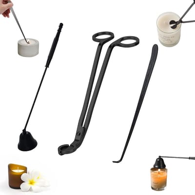 Kaarsendover Set - RVS - Candle Snuffer - Wick Trimmer - Kaarsdover - Kaarsen Knijper - Kaars Waxinelichtjes Accessoires - Candle Holder - Kaarsen - Zwart