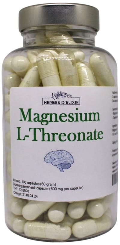 Herbes D'elixir Magnesium L-Threonate - 100 Vegan capsules - Goed voor het geheugen - 600 mg per capsule
