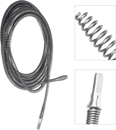 Elektrisch Boor Afvoer Ontstopper - Pijp Reiniger Drain Reiniger - Afvoer Ontstoppen - Flexibele Veer Kopt - 5 Meter - Zilver