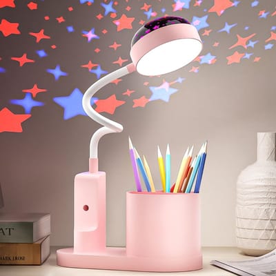 QIN® Bureaulamp Kinderkamer - Tafellamp Kinderkamer - Voor Jongens en Meisjes - Roze - 12cm x 21cm x 43cm