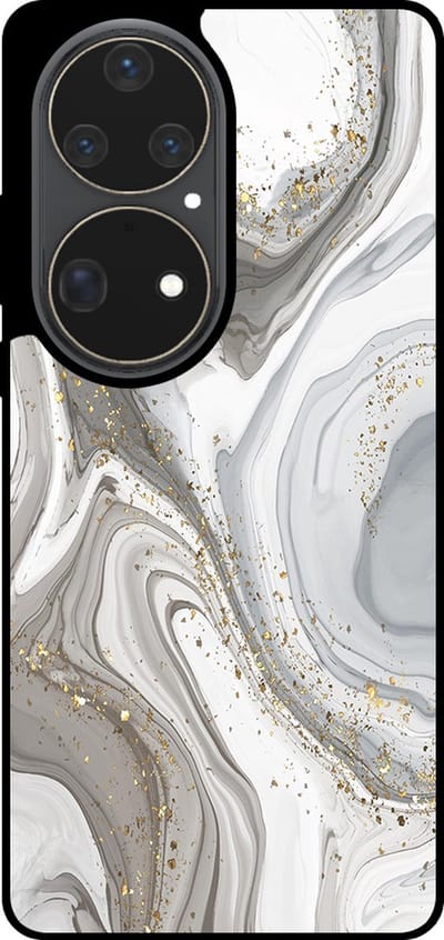 Smartphonica Telefoonhoesje Geschikt voor Huawei P50 Pro met marmer opdruk - TPU backcover case marble design - Zilver geschikt voor Huawei P50 Pro