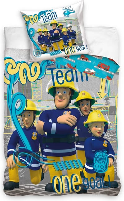 Brandweerman Sam Dekbedovertrek - One Team - Eenpersoons - 140 x 200 cm / 70 x 90 cm - Katoen