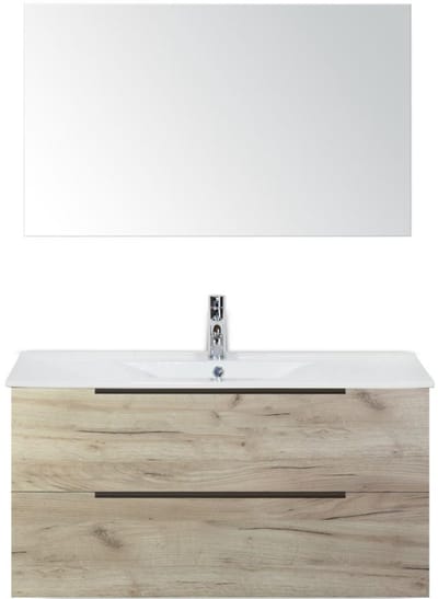 Seville Badmeubelset 100 cm - Craft Oak Edge Greep - Wastafel Enjoy met Spiegel