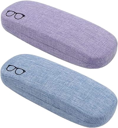 Brillenhoesjes Set - Brillenhouder Opbergdoos - Bescherming Brillen - Hardshell Met Veer Sluiting - 16x6x4 cm - Blauw Paars