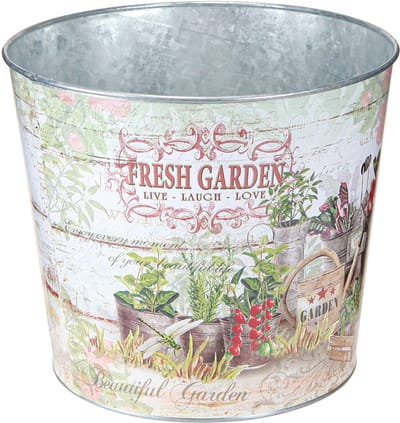 Metalen plantenbak Fresh Garden Kleurrijk Vintage H18cm