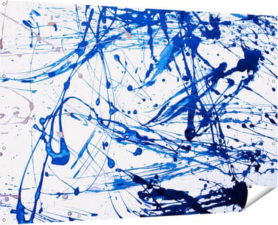 Gards Tuinposter Abstracte Kunst Blauwe Verf - 180x120 cm - Tuindoek - Tuindecoratie - Wanddecoratie buiten - Tuinschilderij