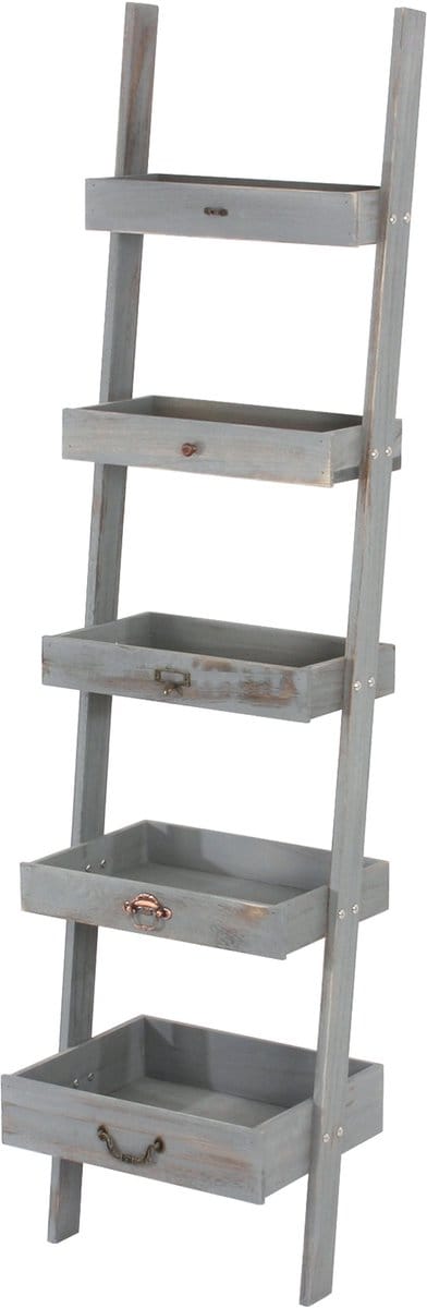 Staande plank Plantenplank Bloemenstandaard, 169x43x32cm, shabby look, vintage ~ grijs