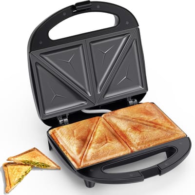 Sandwichmaker - Tosti Apparaat - Snelle Lunch - Driehoekige Platen - 2 Slices - Zwart