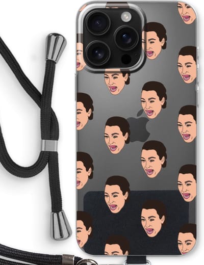 Case Company® - Hoesje met koord geschikt voor iPhone 16 Pro Max hoesje met Koord - Ugly Cry Call - Telefoonhoesje met Zwart Koord - Bescherming aan alle Kanten en Over de Schermrand