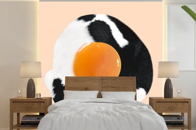 Behang - Ei - Eten - Koeienprint - Koe - Dieren - 240x240 cm - Foto behang