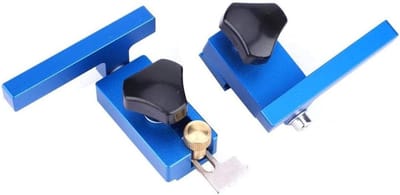 T-track stopblokken - Verstekbaan stops - Houtbewerking precisie - Aluminiumlegering - 2 stuks - Blauw