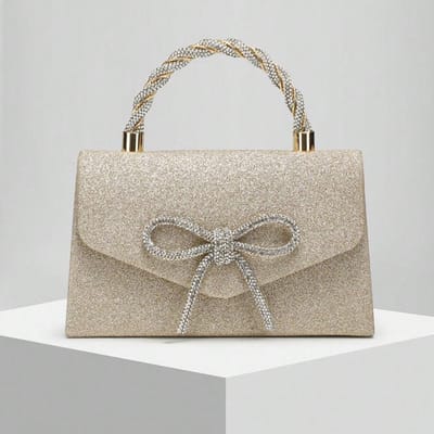Sac à main bandoulière européen et américain Mode célébrité Chaîne à maillons avec nœud incrusté de diamants golden multicolore