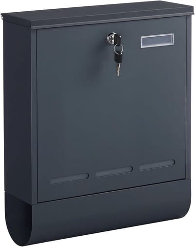 Brievenbus Wandmontage - Buitenpostbak - Post Ontvangen - Inclusief 4 sleutels - 35 x 12 x 42.5 cm - Donkergrijs