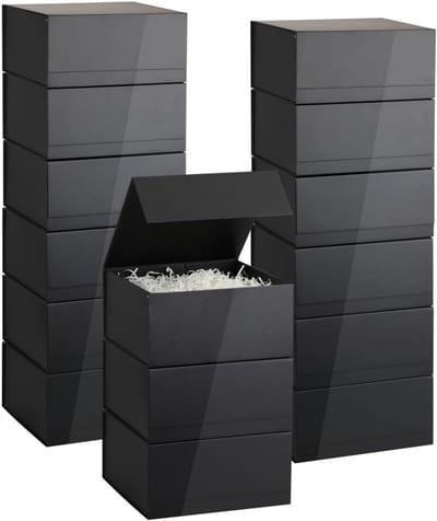 Zwarte Magnetische Geschenkdozen 15 Stuks - Luxe Opvouwbare Verhuisdozen met Deksel